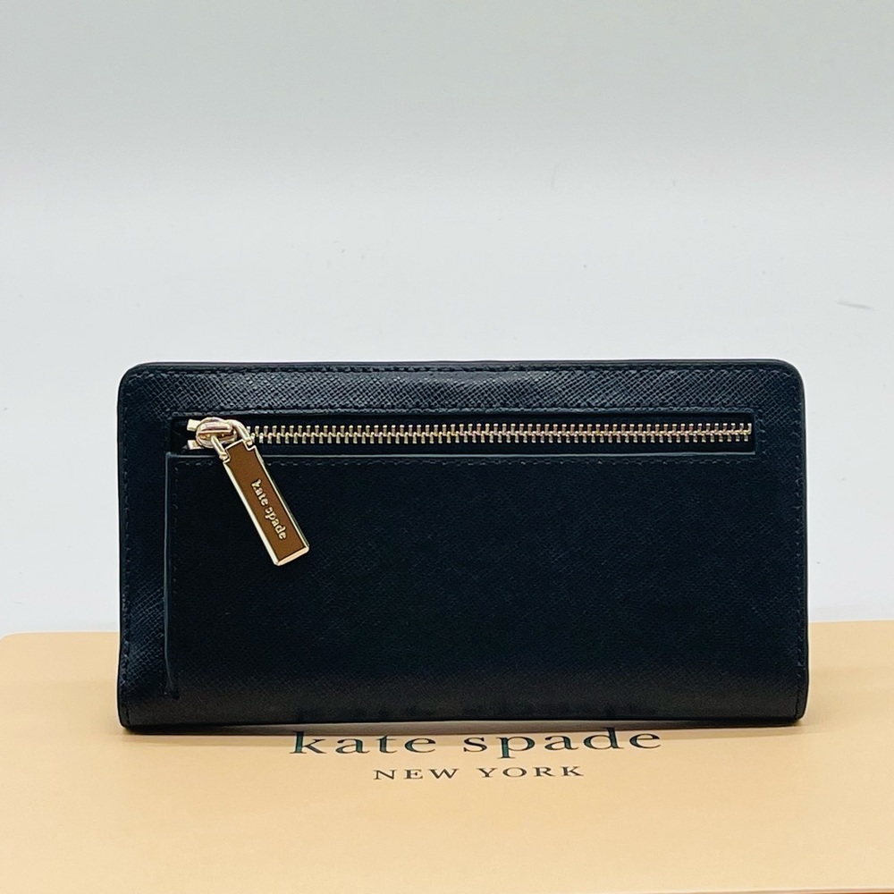 Kate Spade Large Slim Bifold Wallet Black - Picture 4 of 7
